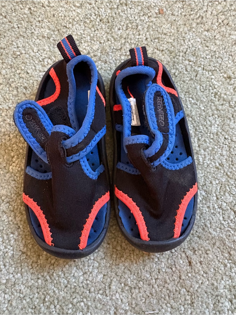 OshKosh B'gosh Black Water Shoes with Blue and Coral Accents